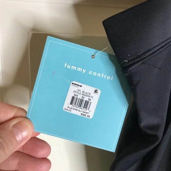 NWT Bal Harbour Women's Tummy Control Side Slit Swim Skirt Black ~ Size 2X - Picture 5 of 5